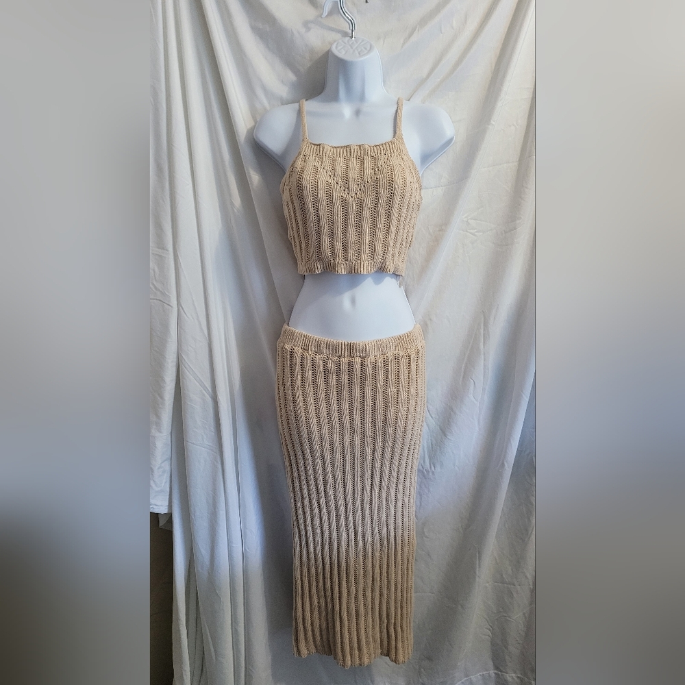 Tan Knit Two-Piece Set